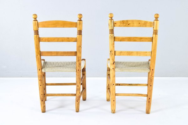 Vintage Mediterranean Chairs in Wood and Rope, 1920s, Set of 2-IJF-1789981