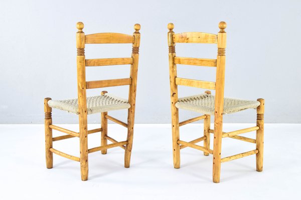 Vintage Mediterranean Chairs in Wood and Rope, 1920s, Set of 2-IJF-1789981