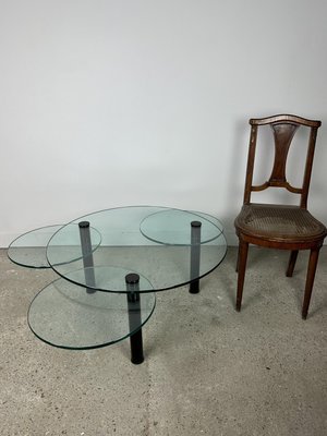 Vintage Metal and Glass Coffee Table with 4 Trays, 1980s-RWZ-2028290