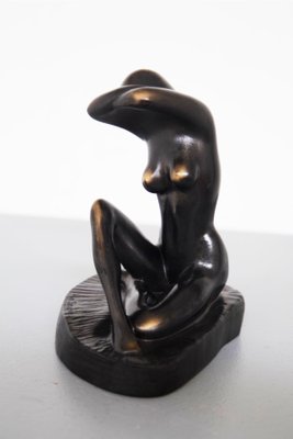 Vintage Metal and Wooden Statue of a Nude Woman, 1970s-RCE-1436102