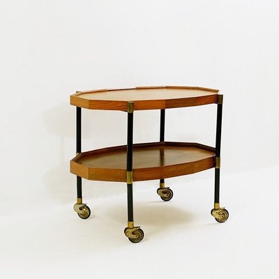 Vintage Metal, Brass and Teak Trolley from Bergonzi, Italy, 1950s-OLY-1784199