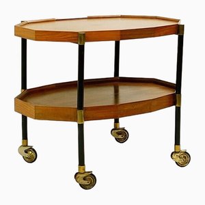 Vintage Metal, Brass and Teak Trolley from Bergonzi, Italy, 1950s-OLY-1784199