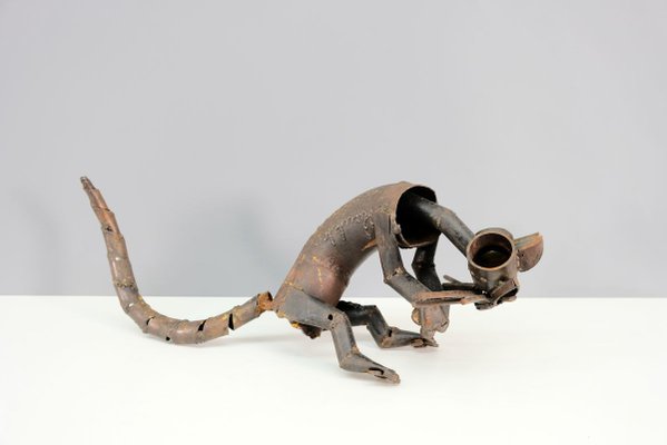 Vintage Metal Cat Sculpture by Haukkuvaara, 1974-CIP-858067