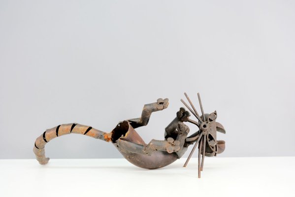 Vintage Metal Cat Sculpture by Haukkuvaara, 1974-CIP-858067