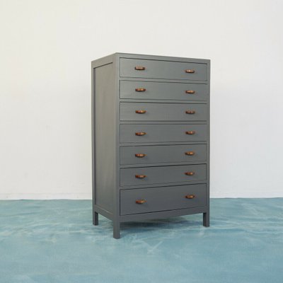 Vintage Metal & Wood Optician Chest of Drawers, 1940s-ZLY-844555