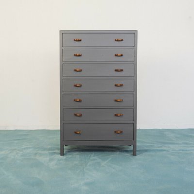 Vintage Metal & Wood Optician Chest of Drawers, 1940s-ZLY-844555