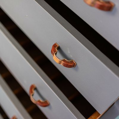 Vintage Metal & Wood Optician Chest of Drawers, 1940s-ZLY-844555