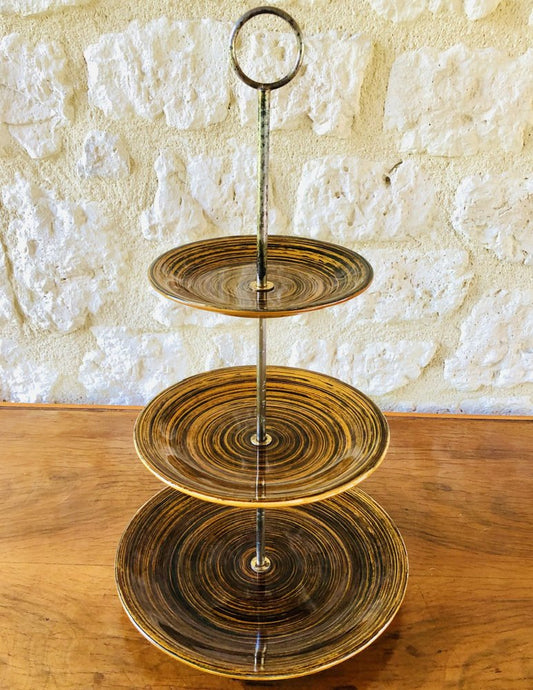 Vintage Mid-Century Three-Tier Ceramic Serving Stand by Salins, France, 1960s