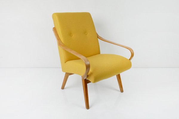 Vintage Mid-Century Yellow Wool Armchair, 1960s-HDN-1726525