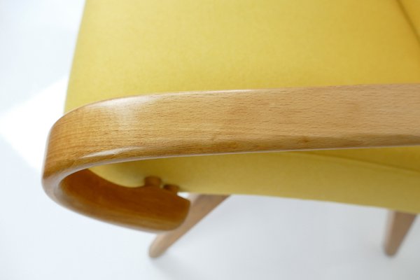 Vintage Mid-Century Yellow Wool Armchair, 1960s-HDN-1726525