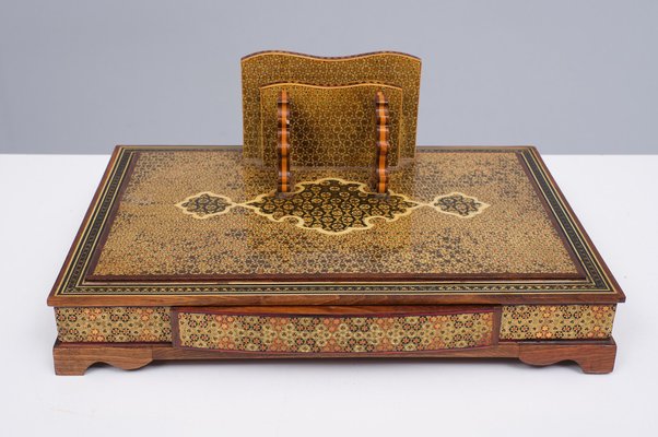 Vintage Middle Eastern Khatam Pen and Letter Desk Set, Set of 3-GCG-1799123