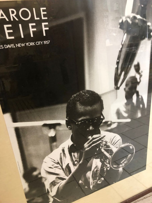 Vintage Miles Davis Poster with Photo by Carole Reiff, 1970s