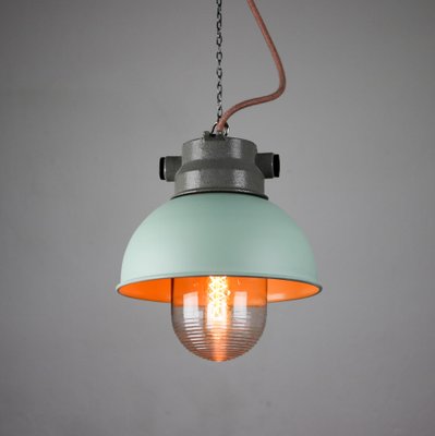 Vintage Mint Small Industrial Pendant Lamp from TEP-HGJ-739251