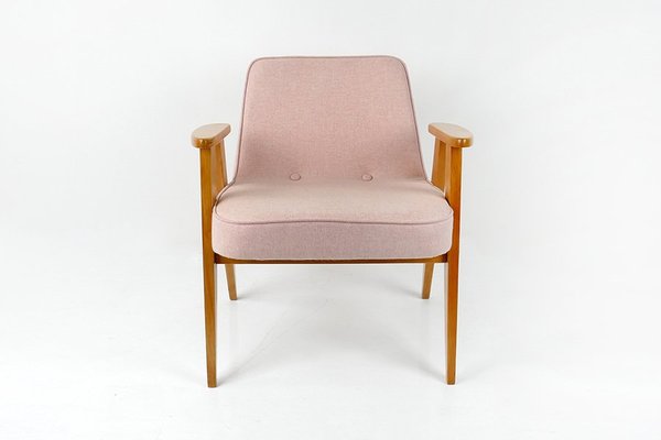 Vintage Model 366 Armchair in Pink Woool by Józef Chief Chiefski, 1960s-HDN-1743070