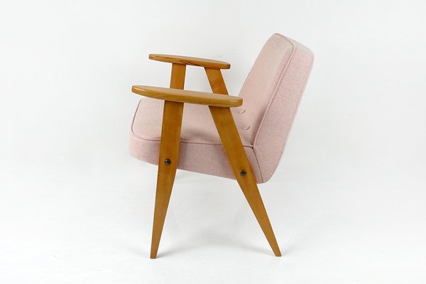 Vintage Model 366 Armchair in Pink Woool by Józef Chief Chiefski, 1960s-HDN-1743070