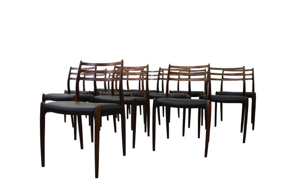 Vintage Model 78 Chairs by Niels O. Møller, 1960s, Set of 12-XTG-1782730