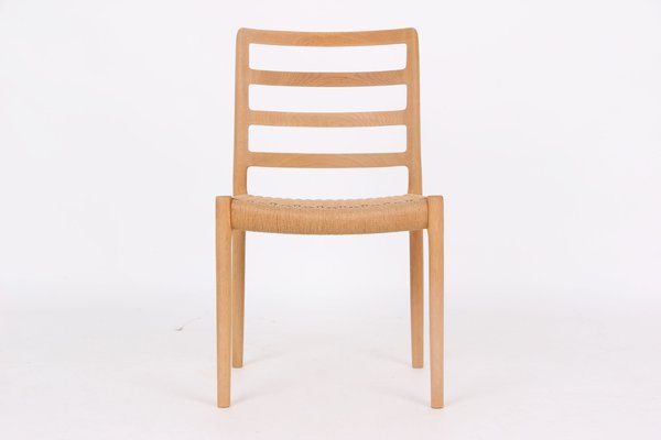 Vintage Model 85 Chairs in Oak and Paper Wicker by Niels Otto Møller, 1980s, Set of 6-DQ-2041359