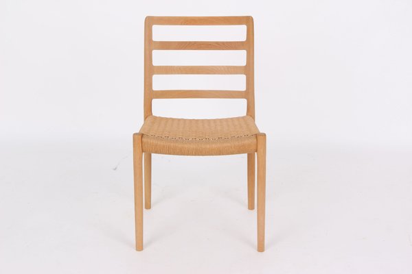 Vintage Model 85 Chairs in Oak and Paper Wicker by Niels Otto Møller, 1980s, Set of 6-DQ-2041359