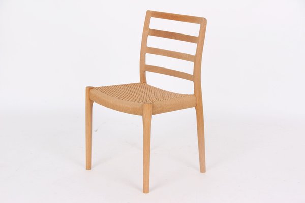 Vintage Model 85 Chairs in Oak and Paper Wicker by Niels Otto Møller, 1980s, Set of 6-DQ-2041359