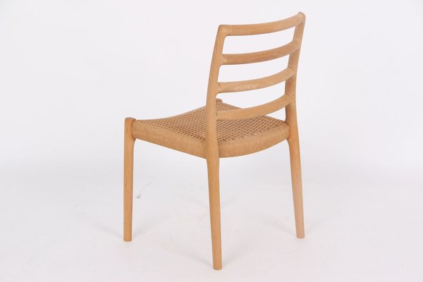 Vintage Model 85 Chairs in Oak and Paper Wicker by Niels Otto Møller, 1980s, Set of 6-DQ-2041359