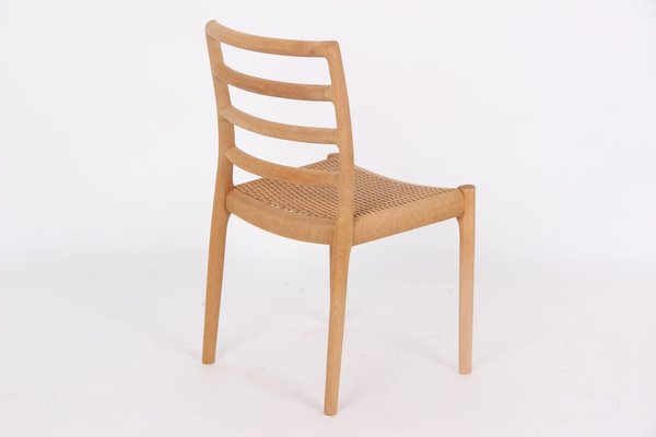 Vintage Model 85 Chairs in Oak and Paper Wicker by Niels Otto Møller, 1980s, Set of 6-DQ-2041359