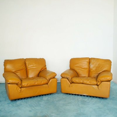 Vintage Model Bonheur 2-Seat Sofa & Armchairs by Ammannati & Calves, 1970s, Set of 3-ZLY-750152