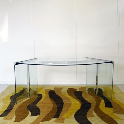 Vintage Model Curved Desk in Glass and Steel Structure by Pierangelo Gallotti, 1970s-JQO-2041713