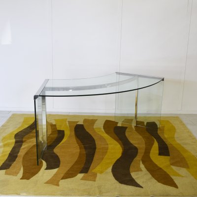 Vintage Model Curved Desk in Glass and Steel Structure by Pierangelo Gallotti, 1970s-JQO-2041713