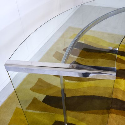 Vintage Model Curved Desk in Glass and Steel Structure by Pierangelo Gallotti, 1970s-JQO-2041713