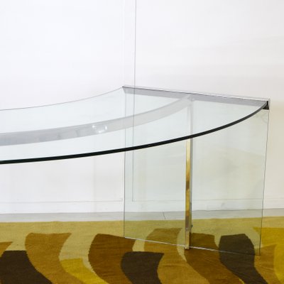 Vintage Model Curved Desk in Glass and Steel Structure by Pierangelo Gallotti, 1970s-JQO-2041713