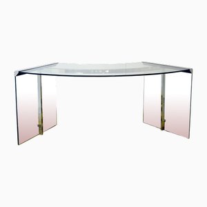 Vintage Model Curved Desk in Glass and Steel Structure by Pierangelo Gallotti, 1970s-JQO-2041713