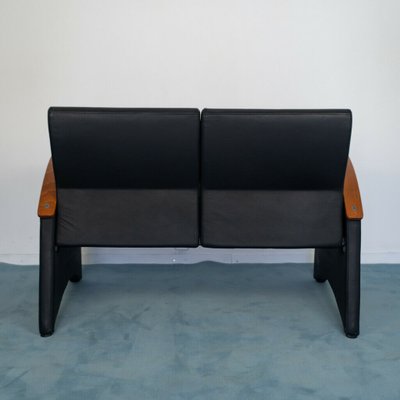 Vintage Modern Black Eco-Leather 3-Seat & 2-Seat Sofas from Throna, 1970s, Set of 2-ZLY-726381