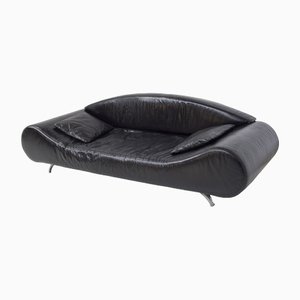 Vintage Modern Black Semi-Leather Sofa, 1990s-RCE-1448658