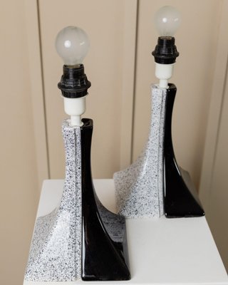 Vintage Modern Ceramic Lamps in Black and White, Italy, 1980s-HVJ-2026483