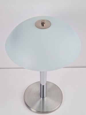 Vintage Modern Mushroom Table Lamp in Sandblasted Glass Stainless Steel & Chrome, 1960s-AXJ-2040406