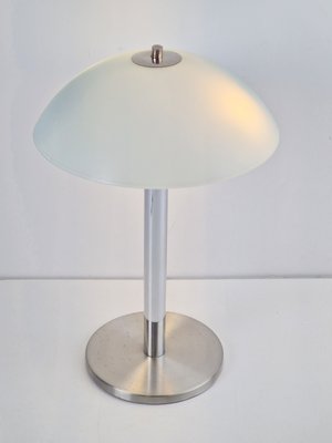 Vintage Modern Mushroom Table Lamp in Sandblasted Glass Stainless Steel & Chrome, 1960s-AXJ-2040406