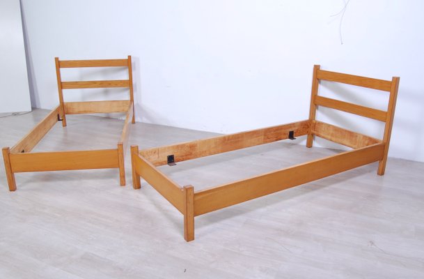 Vintage Modern Wood Bed Frame, 1960s, Set of 2-XSG-1363675