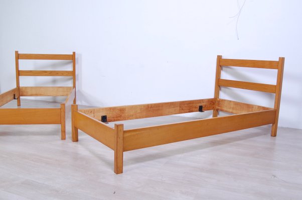 Vintage Modern Wood Bed Frame, 1960s, Set of 2-XSG-1363675