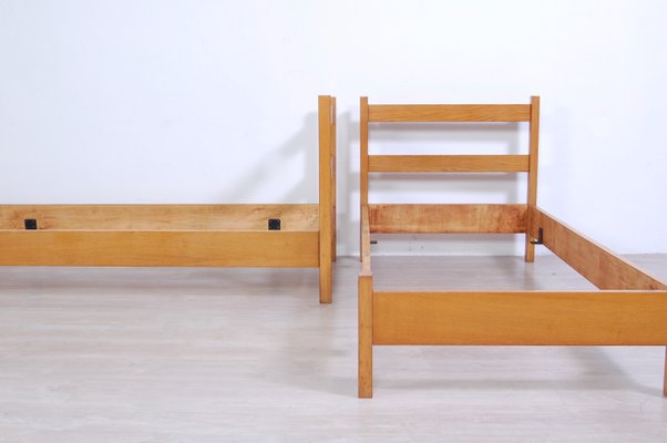 Vintage Modern Wood Bed Frame, 1960s, Set of 2-XSG-1363675