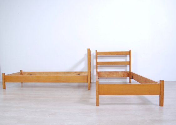 Vintage Modern Wood Bed Frame, 1960s, Set of 2-XSG-1363675