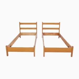 Vintage Modern Wood Bed Frame, 1960s, Set of 2-XSG-1363675