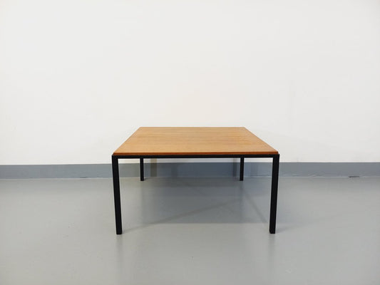 Vintage Modernist Square Coffee Table in Teak and Black Metal, 1960s