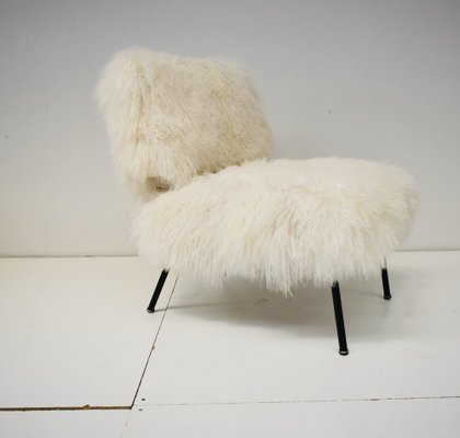 Vintage Mongolian Goat Fur Coating Armchair, 1970s-YMJ-1160179