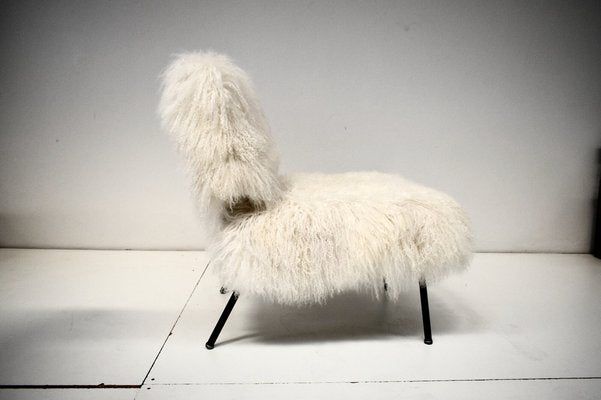 Vintage Mongolian Goat Fur Coating Armchair, 1970s-YMJ-1160179