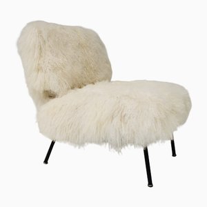 Vintage Mongolian Goat Fur Coating Armchair, 1970s-YMJ-1160179