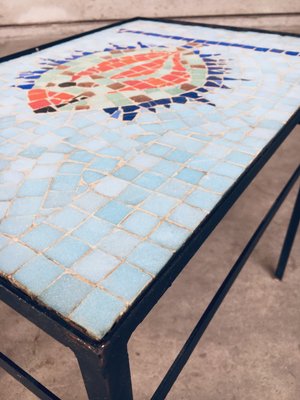 Vintage Mosaic Tile Side Table, Belgium, 1960s-RQV-1316841