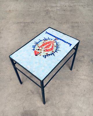 Vintage Mosaic Tile Side Table, Belgium, 1960s-RQV-1316841