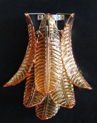 Vintage Murano Amber Felci Glass Wall Sconces, 1990s, Set of 2-FHZ-1818556