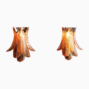 Vintage Murano Amber Felci Glass Wall Sconces, 1990s, Set of 2-FHZ-1818556