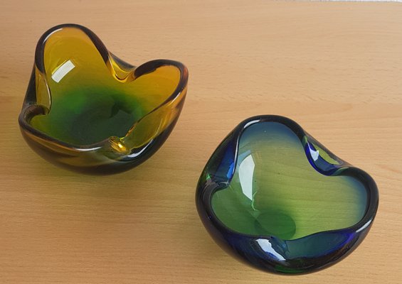 Vintage Murano Glass Bowls, 1960s, Set of 2-QDP-1295761